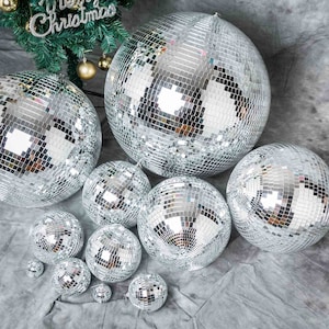 20 Large Silver Disco Ball Ornaments Glass Mirror Foam Ball With