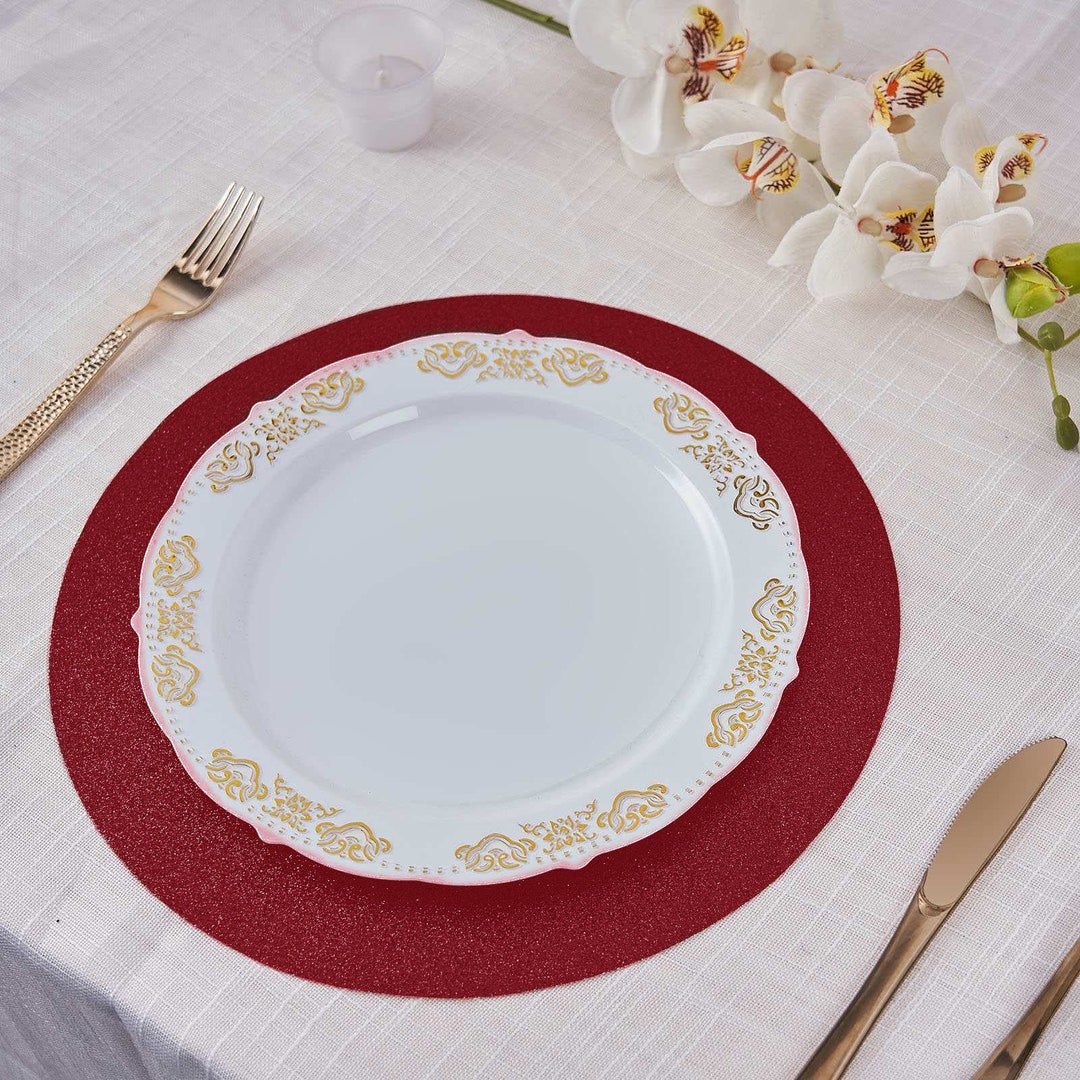 6 Pack Burgundy Sparkle Placemats Non Slip Decorative Table Placemat ...