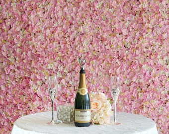 11 Sq ft - 4 Panels Pink/Cream Hydrangea Flower Wall Panel For Birthday Party, Wedding Photography Backdrop, Flower Panel, Wedding Decor