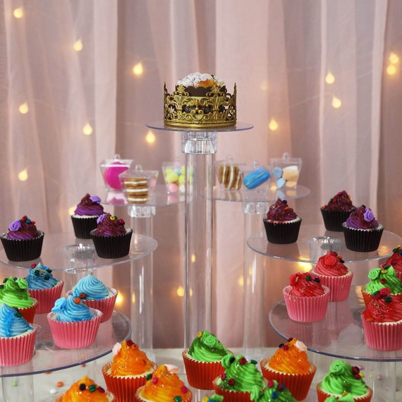 12 Tall 3 Tier Plastic Dessert Stand Round Cupcake Holder - Clear