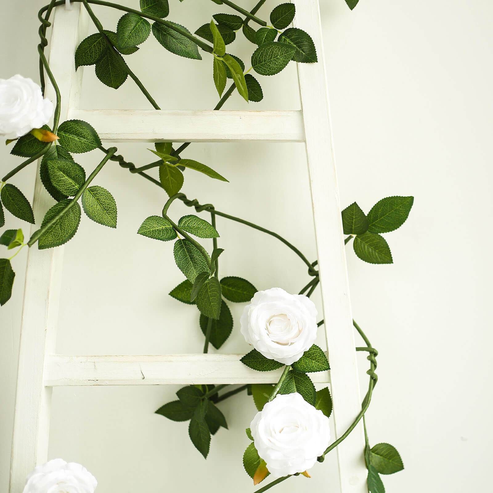 6FT White Silk Rose Vine Real Touch Rose Garland Hanging | Etsy