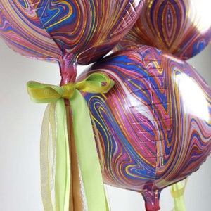 3 Pack | 13&quot; Purple Marble 4D Orbz Balloons | Aluminium Foil Mylar Helium Balloons
