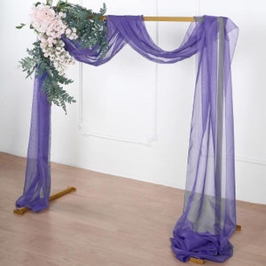 Sheer Organza Curtain Panels, Window Scarf Valance, Curtains for Living Room, Bedroom - 18FT | Purple