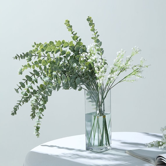 3 Pack | 30" Artificial Eucalyptus Bush Spray, Leaf Spray Eucalyptus Rustic Wedding Place Setting, Eucalyptus Decoration - Frosted Green