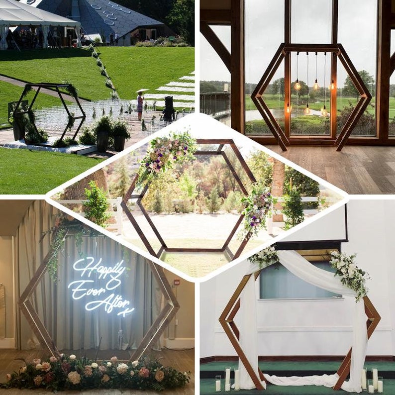 7FT Rustic Geometric Wooden Backdrop Stand Wedding Arch Etsy