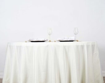 120" Ivory Polyester Round Tablecloth