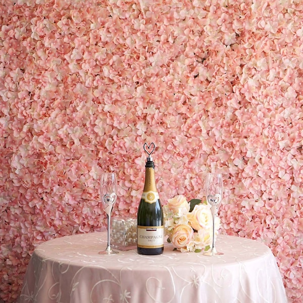11 Sq ft - 4 Panels Blush Hydrangea Flower Wall Panel For Birthday Party, Wedding Photography Backdrop, Flower Panel, Wedding Decor