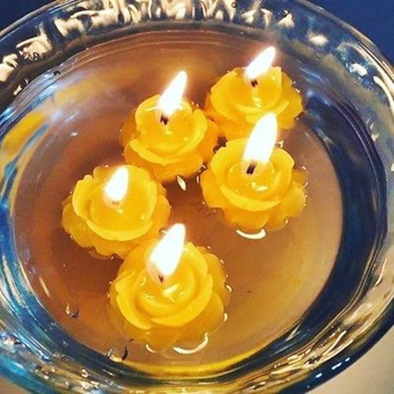 White Rose Flower Floating Candles Rose Candles for Table Etsy