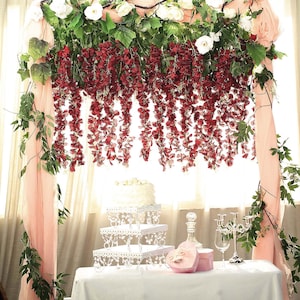 5 Bushes - 44&quot; Artificial Wisteria Vine - Ratta Silk Hanging Flower Garland - Wine