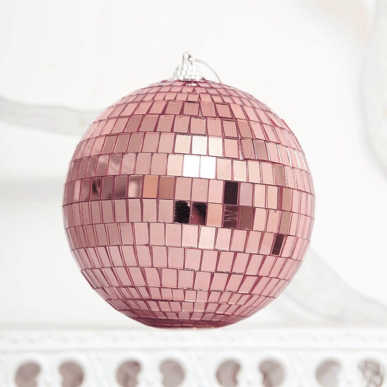 4 Pack 4 Blush Rose Gold Disco Ball Ornaments Mirror Etsy