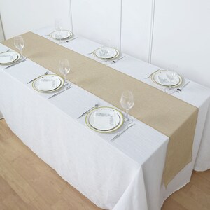 14"x108" - Natural Boho Chic Rustic Table Runner, Faux Linen Table Runner, Jute Burlap Runner ...