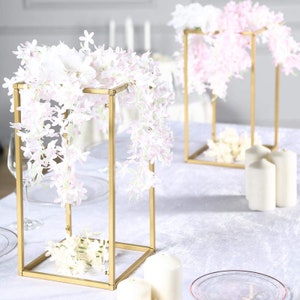 Set of 2 - 16&quot; Matte Gold Metal Stand, Flower Stand, Geometric Metal Stand, Metal Stand for Wedding Centerpiece, Modern Decor