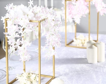 Set of 2 - 16" Matte Gold Metal Stand, Flower Stand, Geometric Metal Stand, Metal Stand for Wedding Centerpiece, Modern Decor