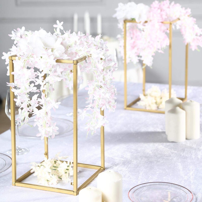 Set of 2 16 Matte Gold Metal Stand, Flower Stand, Geometric Metal Stand, Metal Stand for Wedding Centerpiece, Modern Decor image 1