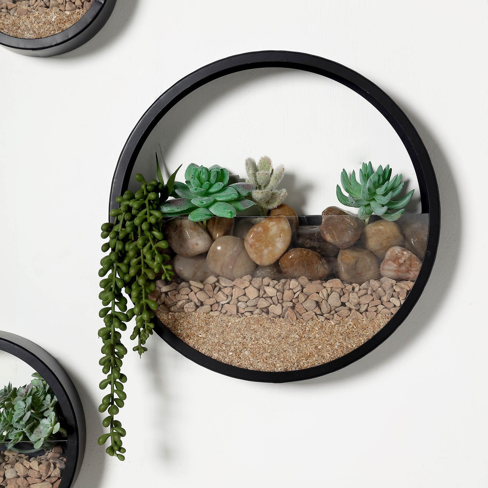 Set of 3 Half Moon Wall Planters Round Metal Wall Hanging Etsy
