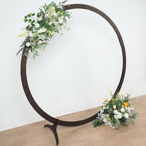 7.4ft Dark Brown Wood DIY Round Wedding Arch Backdrop Stand, Rustic Photo Backdrop Stand image 4