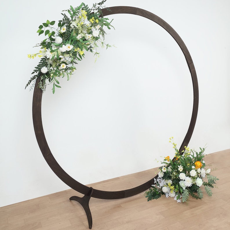 7.4ft Dark Brown Wood DIY Round Wedding Arch Backdrop Stand, Rustic Photo Backdrop Stand image 4
