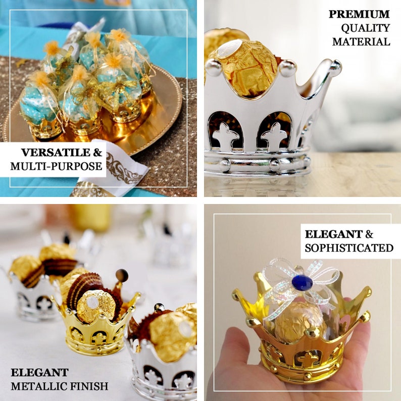 3 Gold Crown Party Favor Fillable Mini Crown Candy Etsy