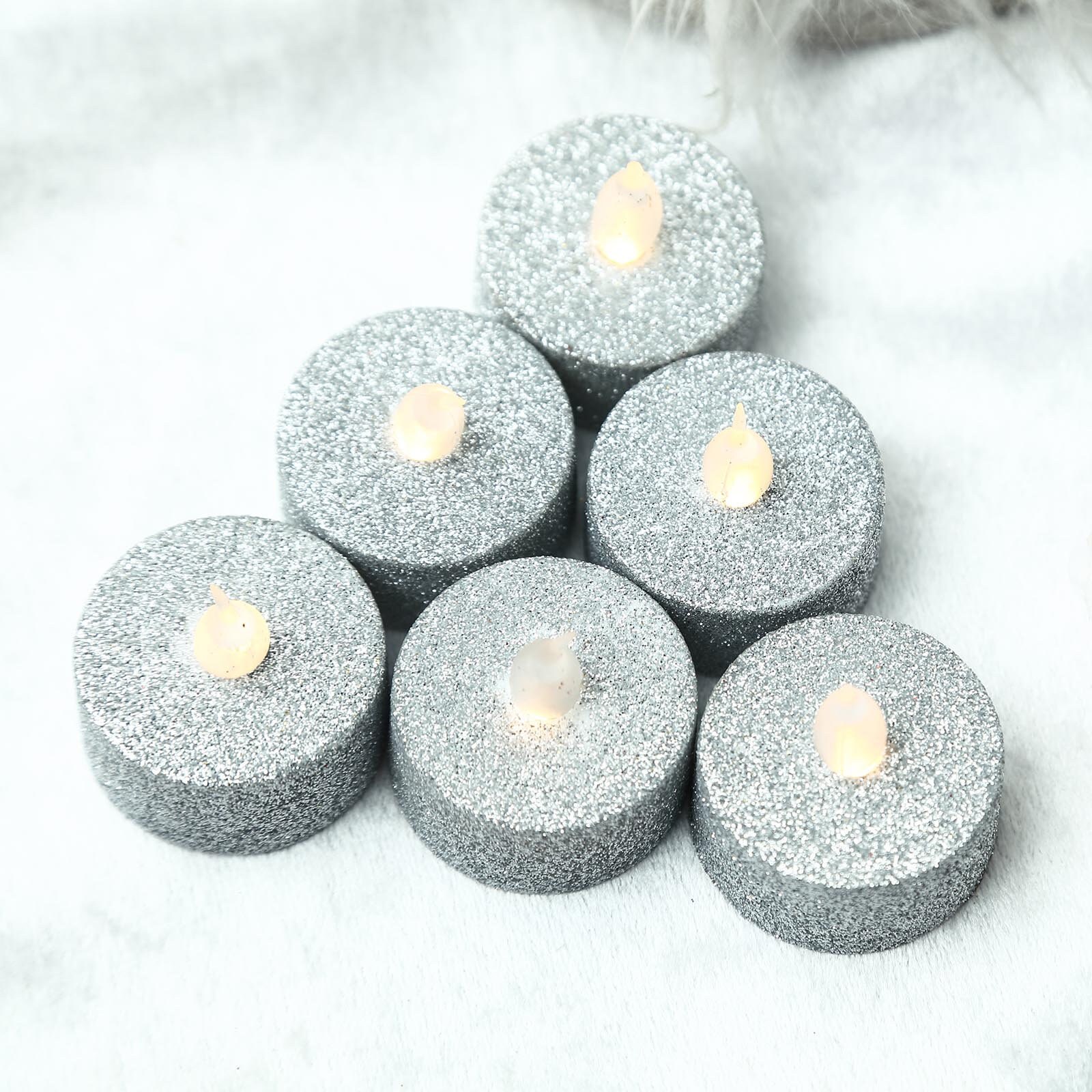 12 Pack / Silver Glitter LED Candles Flameless Candles LED Etsy
