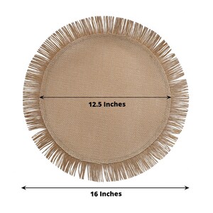 4 Pack | 16" Natural Jute Boho Chic Fringe Edge Table Placemats, Rustic Farmhouse Burlap Tassel Dining Table Mats