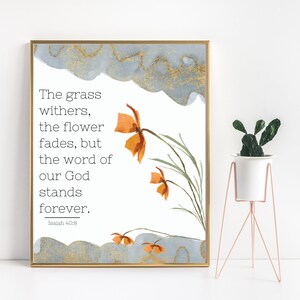 The Grass Withers Bible Verse Printable Wall Art, Digital Download, Christian Wall Decor, Living Room Decor, Bible Verse Wall Art