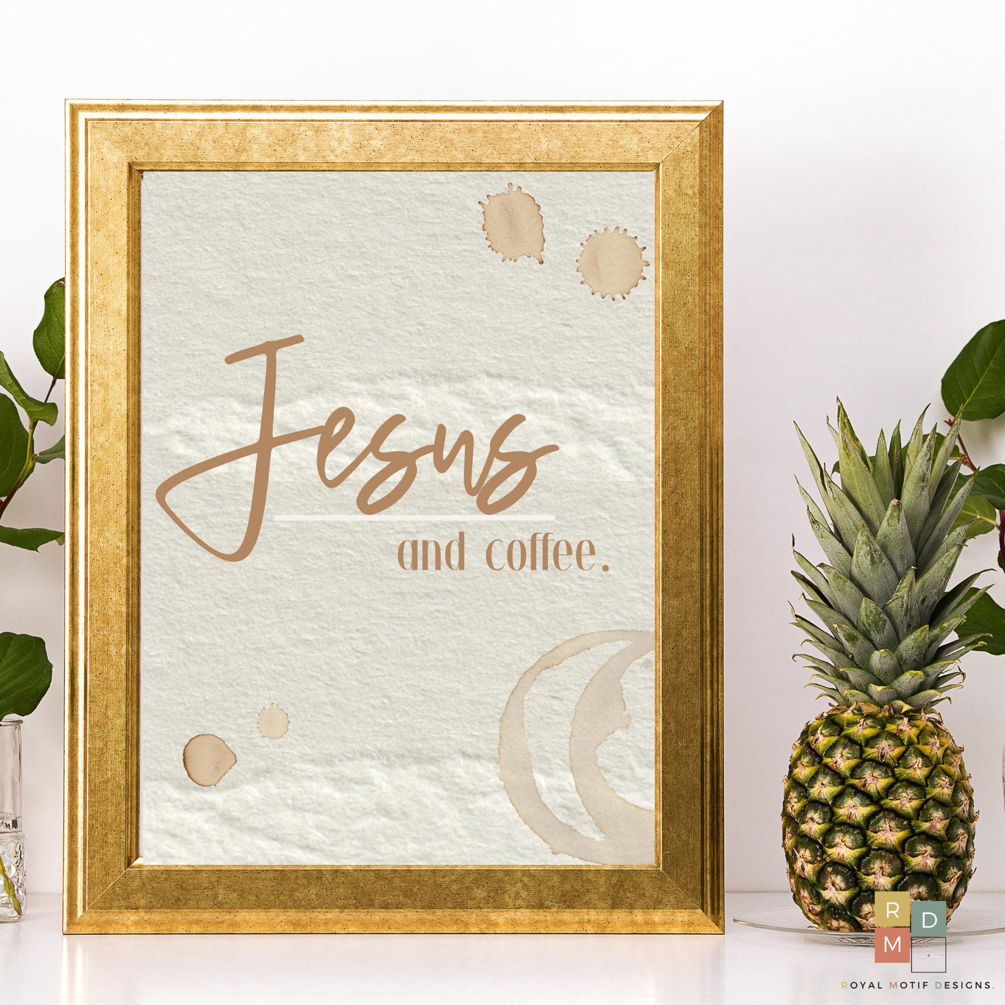 Jesus and Coffee Printable Wall Art, Digital Download, Kitchen Wall Art ...
