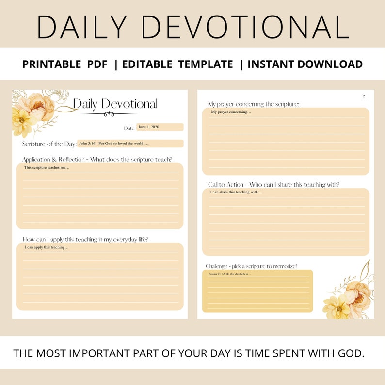 Daily Devotional Printable, Bible Study Tool, PDF Devotional, Bible ...