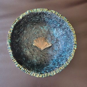 Ciotola in polpa di carta/Decorazione da parete/Oggetto d'arte con conchiglia