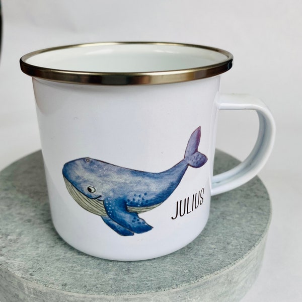 Tasse personalisiert // Kinder // Emaille// Becher // Wal