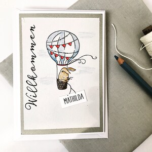 Babykarte // Karte zur Geburt // personalisiert // Taufe // Geburt // Geburtstag // Hase