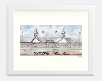Churchill Downs Watercolor Print, Louisville Kentucky Twin Spires