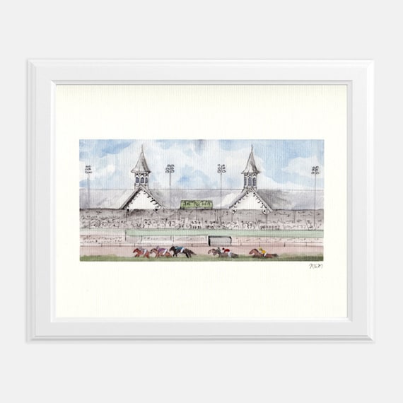 Churchill Downs Watercolor Print, Louisville Kentucky Twin Spires