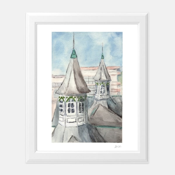 Churchill Downs Twin Spires Watercolor Print *FREE SHIPPING*