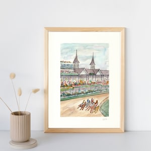 Churchill Downs Louisville, Kentucky First Turn Watercolor Print