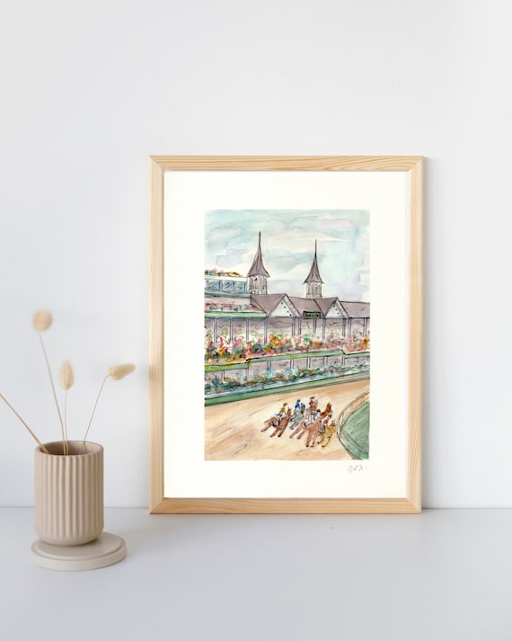 Churchill Downs Louisville, Kentucky First Turn Watercolor Print