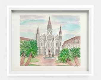 New Orleans Wall Art, NOLA Watercolor, French Quarter Art Print,