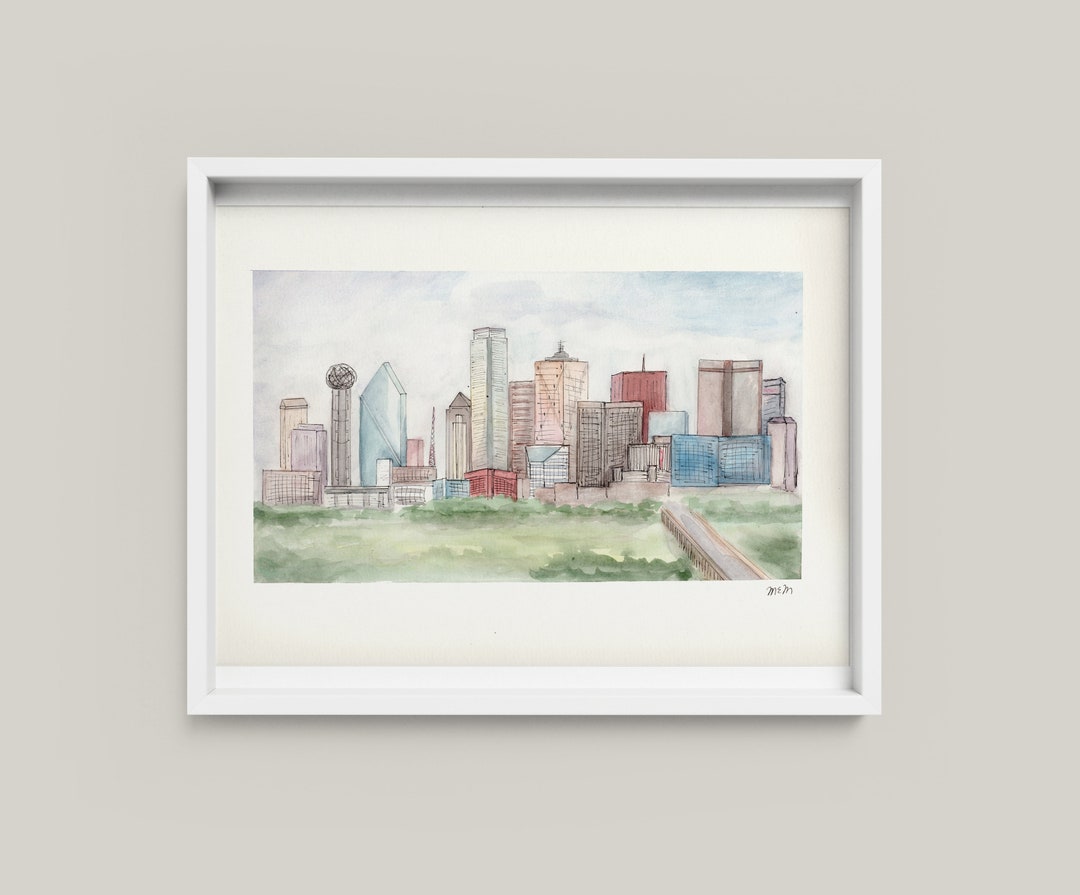Dallas Wall Art Dallas Skyline Art Print Dallas Texas Art Etsy