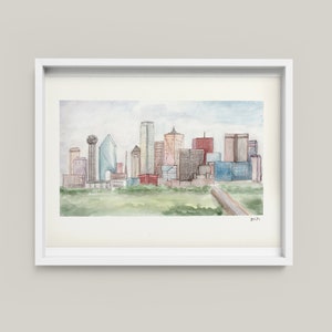 Dallas Wall Art, Dallas Skyline Art Print, Dallas Texas Art Print, Dallas Skyline Illustration