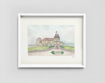 Ocean House Rhode Island Print, Watercolor Art Print *FREE US SHIPPING*