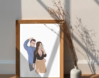 Ritratto di coppia personalizzato minimalista