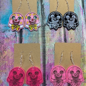 Retro Mr Blobby 90’s Throwback Nightmare Earrings Handmade Resin Dangle Stud Silver Plated