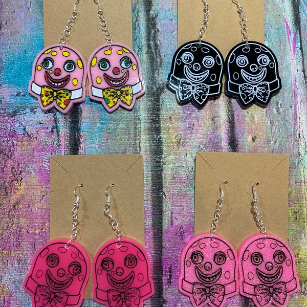 Retro Mr Blobby 90’s Throwback Nightmare Earrings Handmade Resin Dangle Stud Silver Plated