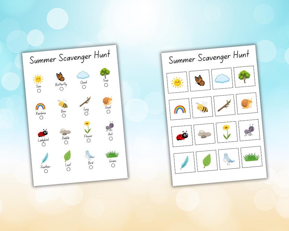 Summer Scavenger Hunt for Kids | Indoor Outdoor Activity | Treasure ...