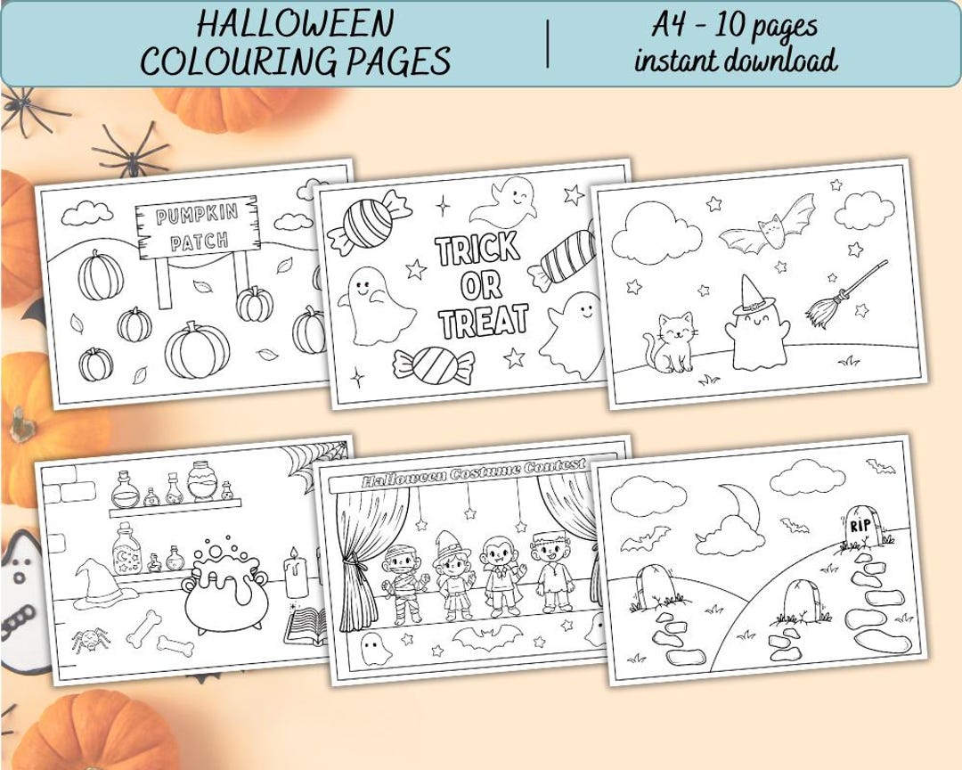 Printable Halloween Coloring Pages Bundle | 10 Kids Activity Sheets ...