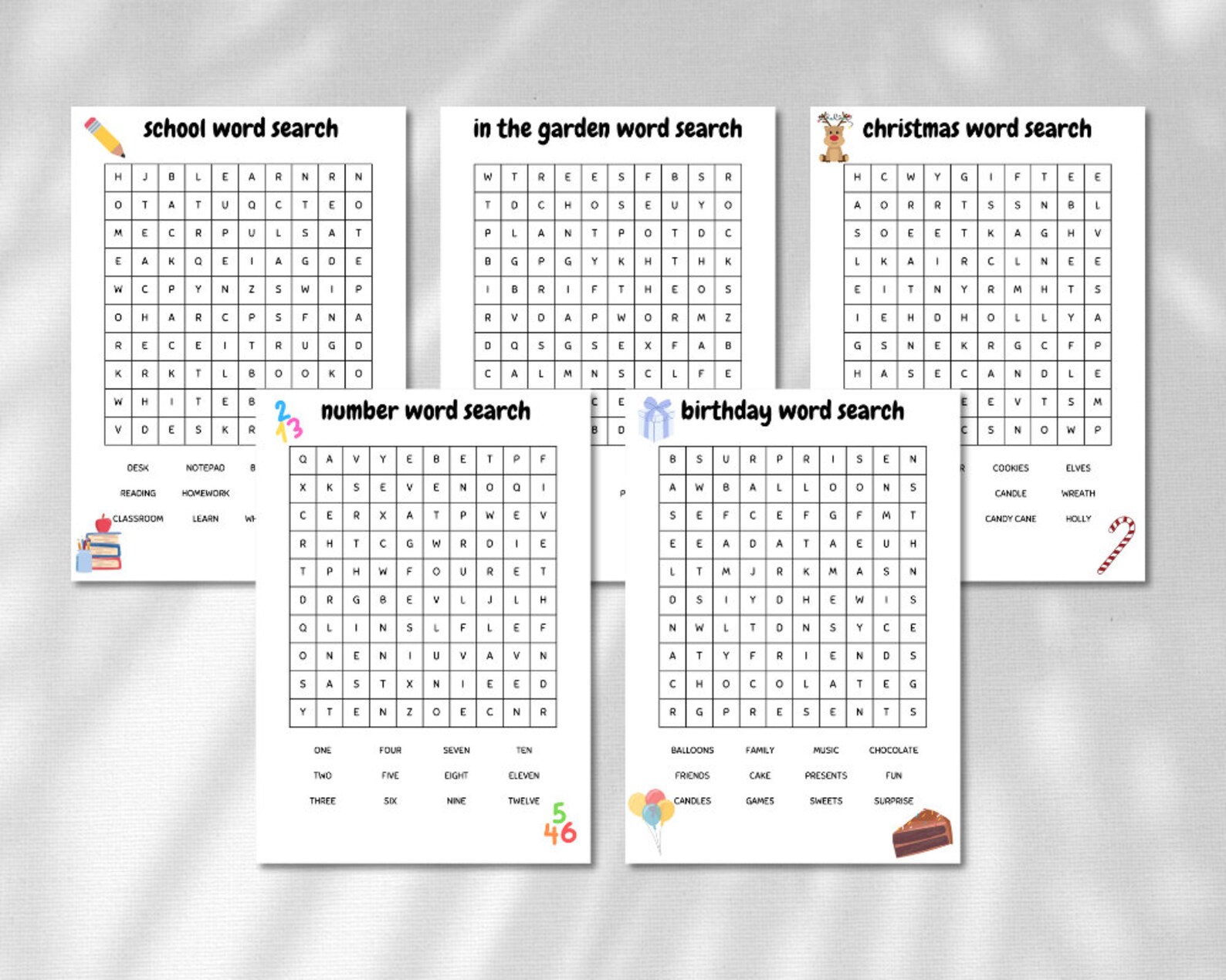 25 Printable Word Search Pages for Kids, Instant Digital Download, Word ...
