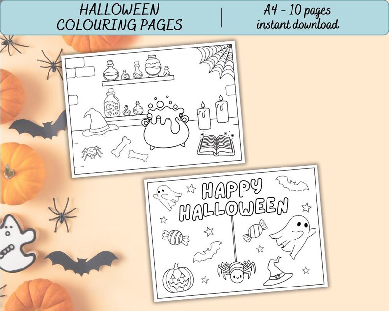 Printable Halloween Coloring Pages Bundle | 10 Kids Activity Sheets ...