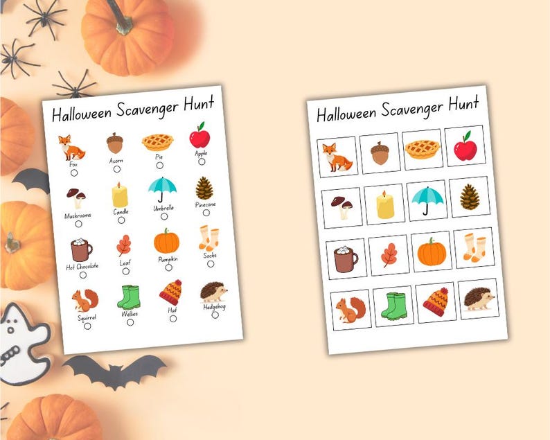 Printable Halloween Scavenger Hunt Game for Kids – Indoor & Outdoor Fun ...