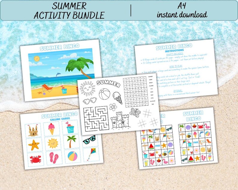Printable Summer Activity Bundle for Kids | Placemat & Bingo | Instant ...
