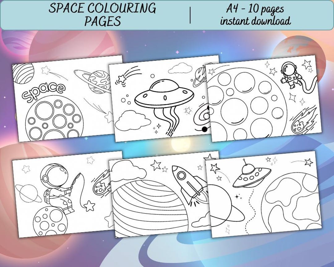 Printable Space Colouring Pages for Kids – 10 Page A4 Colouring Book ...