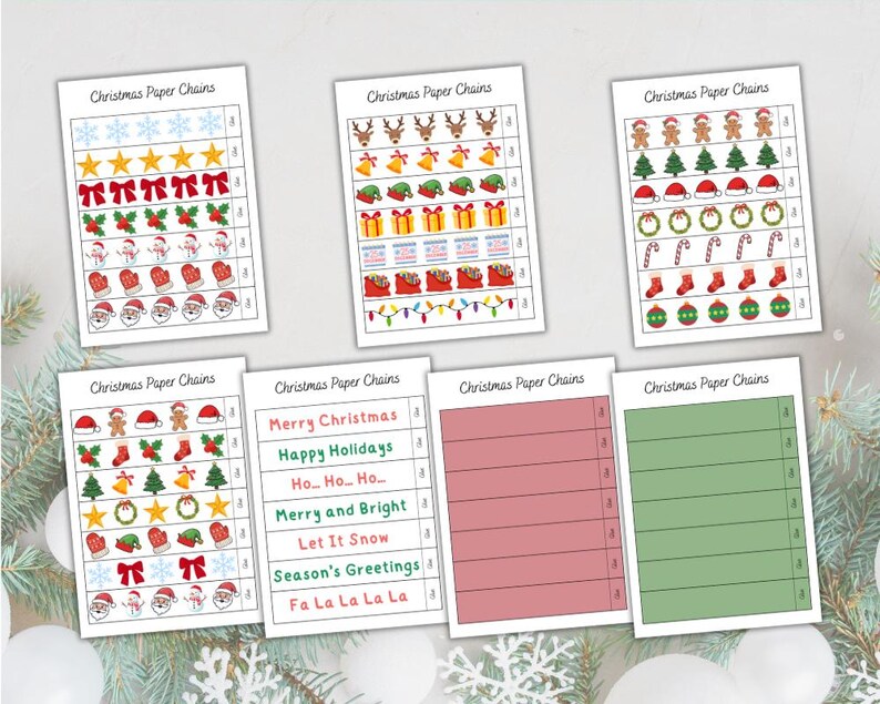 Paper Chain Template.pdf Christmas Paper Chains Printable – Colour Your Own + Pre-coloured Kids ...